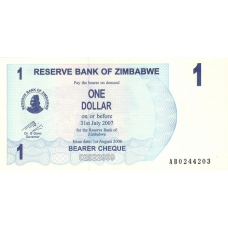 P37 Zimbabwe - 1 Dollar Year 2006/2007 (Bearer Cheque)